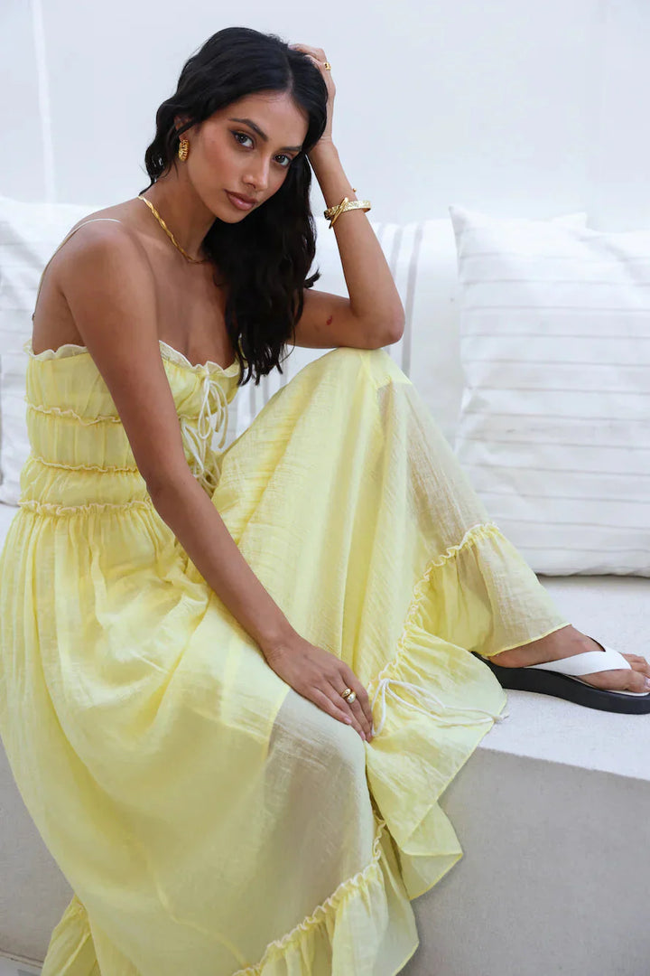 Levoire | Robe D'Été À Bretelles Spaghetti Sans Manches À Volants