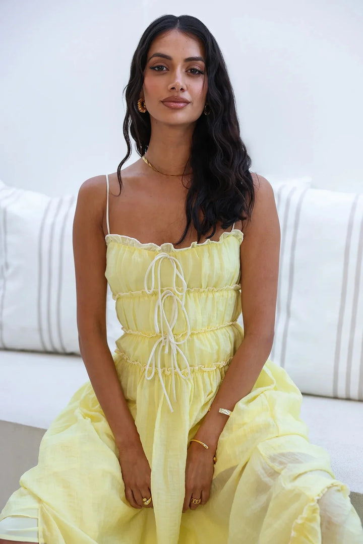 Levoire | Robe D'Été À Bretelles Spaghetti Sans Manches À Volants