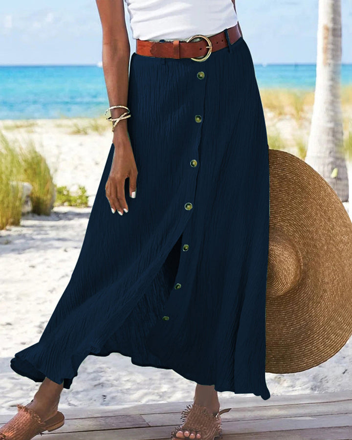 Levoire | Jupe Boutonnage Ceinture Jupe Longue Jupe Fluide Bleu