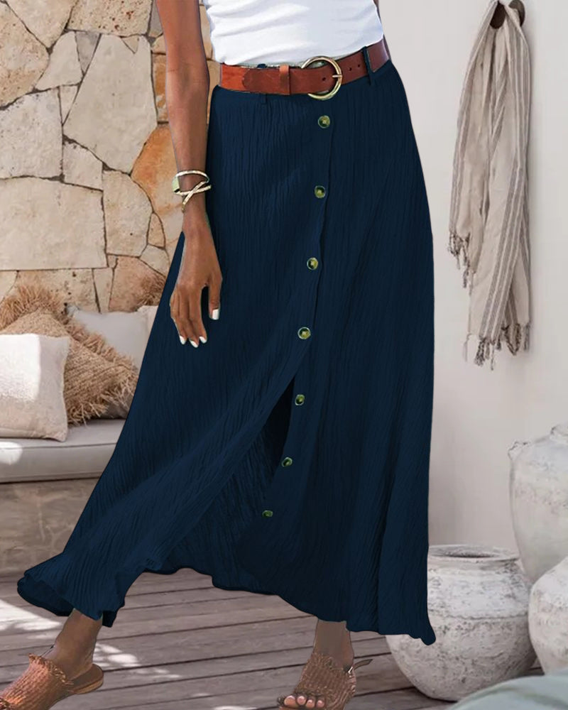 Levoire | Jupe Boutonnage Ceinture Jupe Longue Jupe Fluide