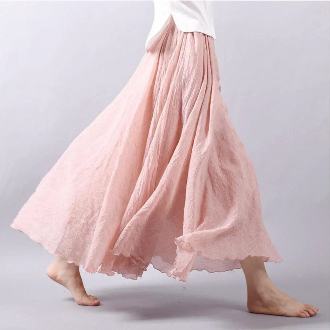 Levoire | Jupe En Coton Taille Haute Jupe Évasée Jupe Boho Rosa