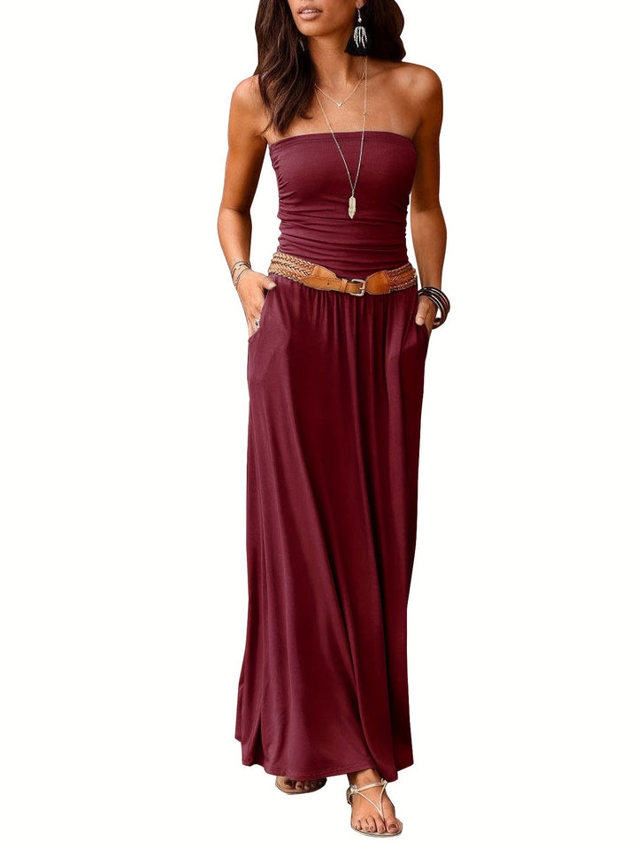 Levoire | Robe Boho Eté Bustier Robe Tube Bourgogne