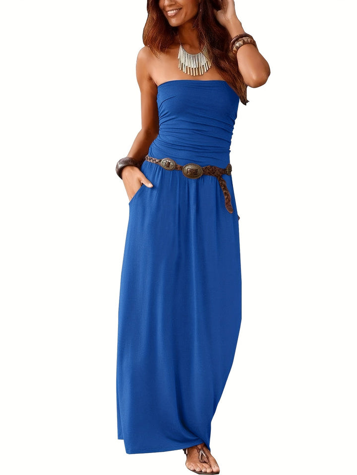 Levoire | Robe Boho Eté Bustier Robe Tube Bleu