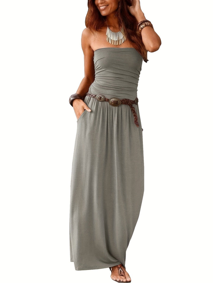Levoire | Robe Boho Eté Bustier Robe Tube Gris