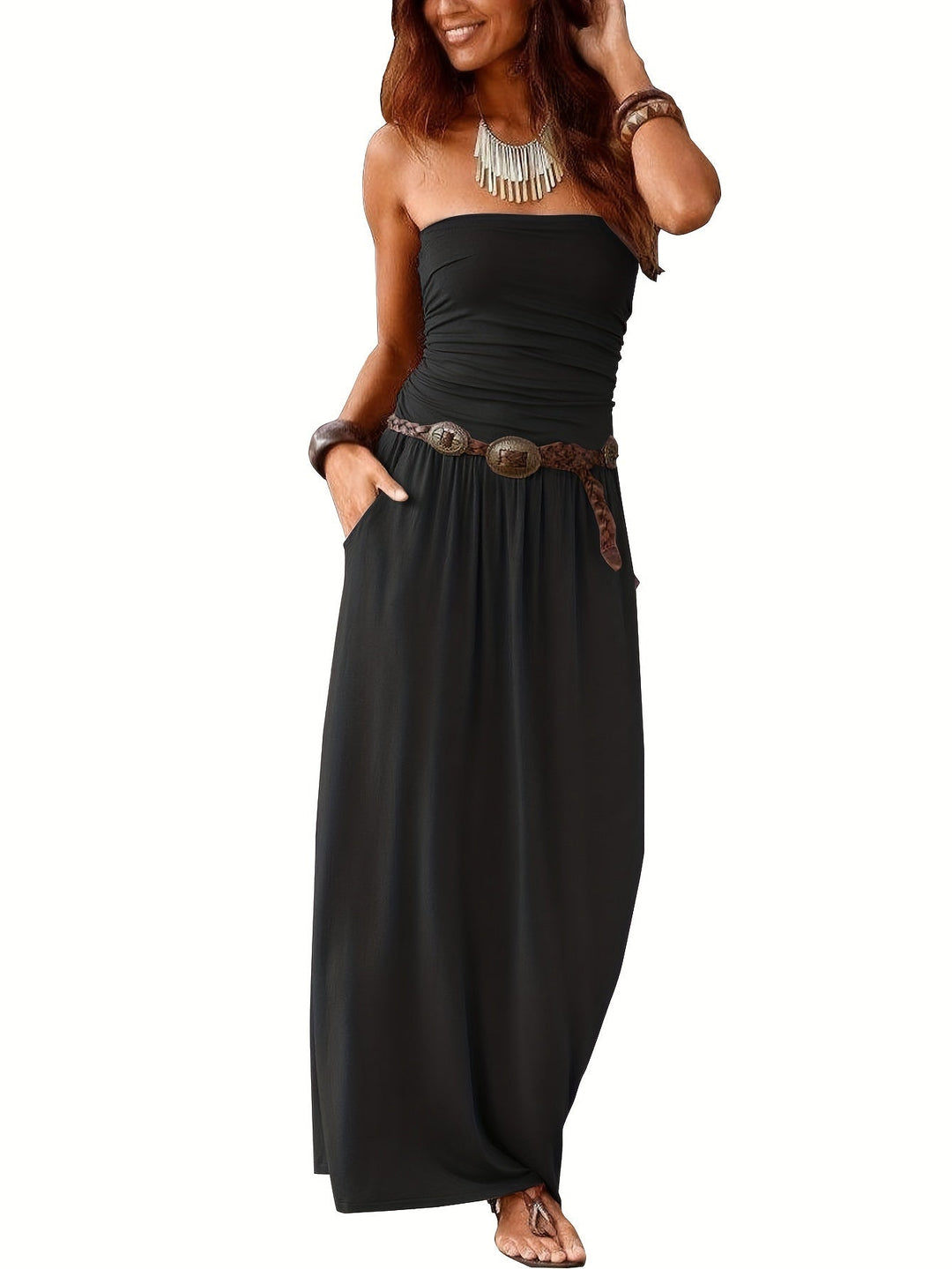 Levoire | Robe Boho Eté Bustier Robe Tube Noir