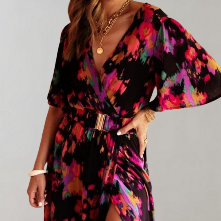 Levoire | Robe À Manches Courtes Ceinturée Robe D'Été Robe Du Dimanche