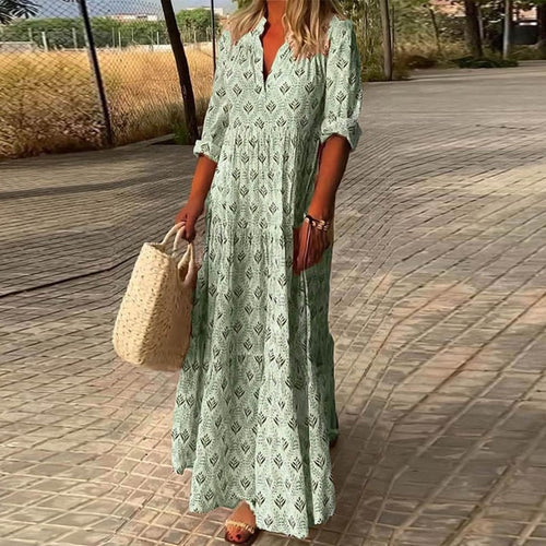 Levoire | Robe Boho À Manches Longues À Décolleté En V Robe D'Été