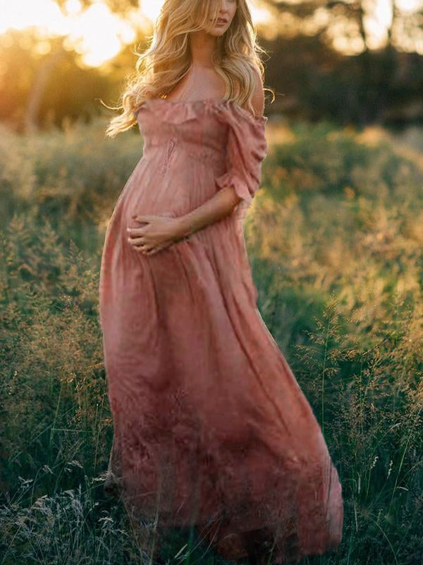 Levoire | Robe Off Shoulder Rose Robes De Grossesse Robe D'Été