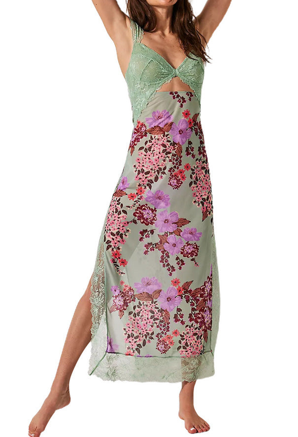 Levoire | Robe Dos Ouvert Sans Manches Robe Découpée Robe D'Été Vert