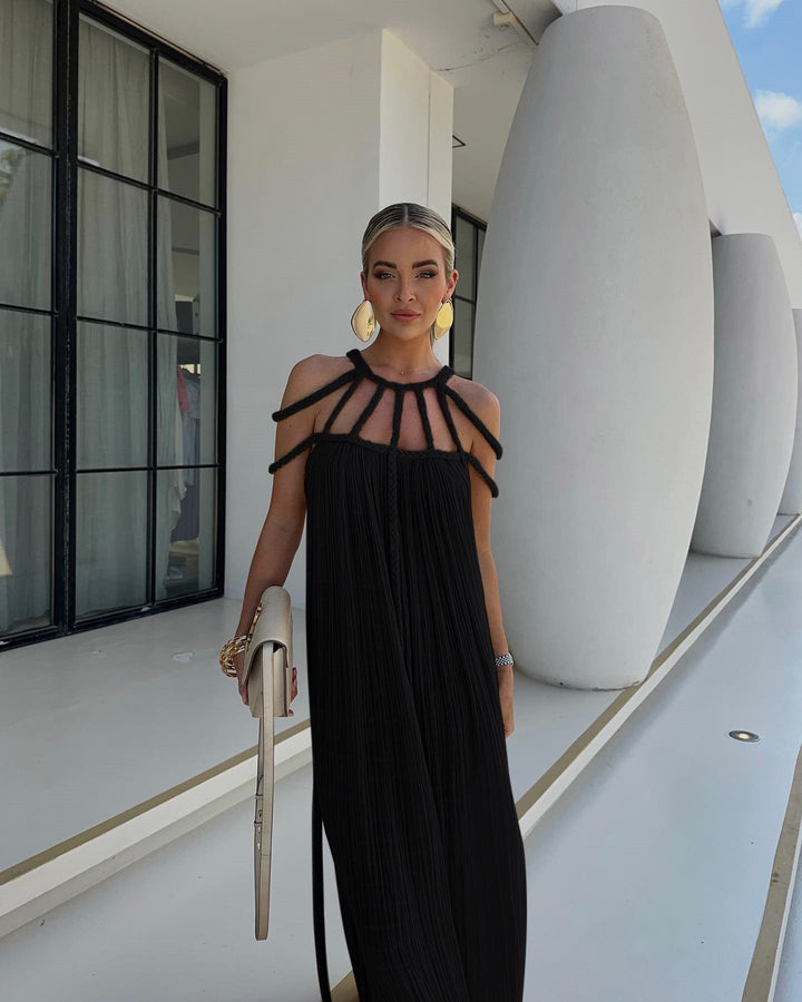 Levoire | Robe Dos Ouvert Fluide Élégante Robe Robe D'Été Noir (une taille)