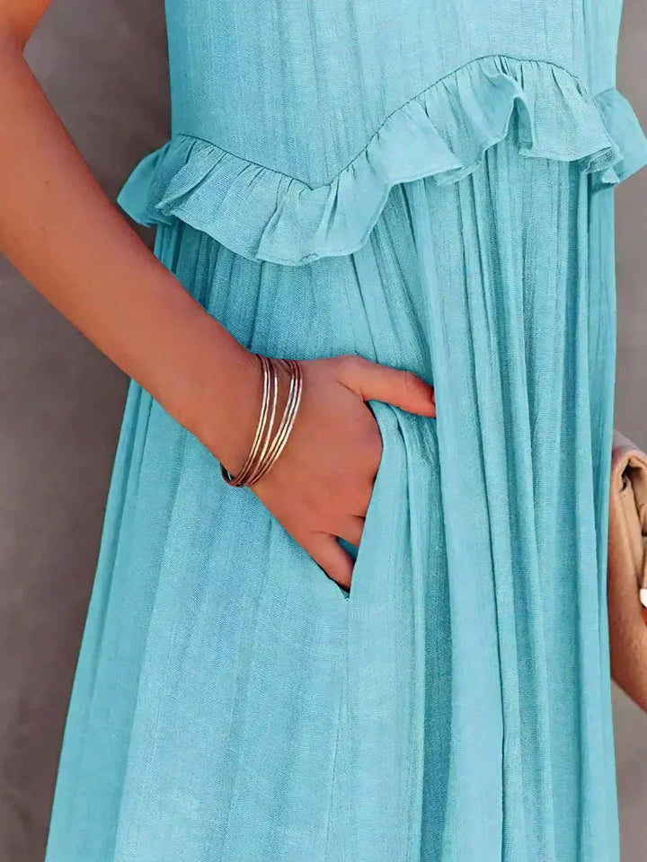 Levoire | Robe À Volants Halterneck Sans Manches Robe Fluide Robe De Plage