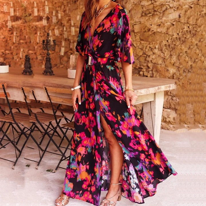 Levoire | Élégant Maxi Robe Portefeuille Noir