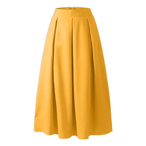 Levoire | Jupe Femme À Taille Haute Et Jupe Cloches Plissée Jaune