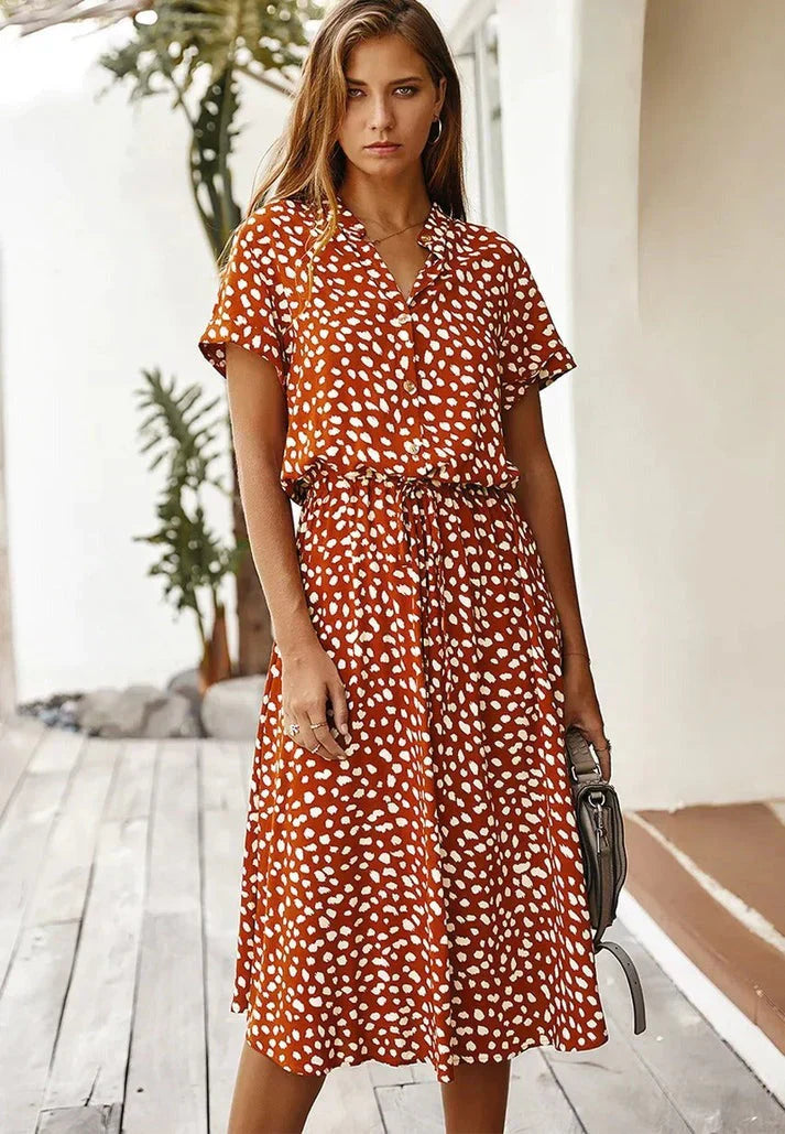 Levoire | Robe D'Été Midi Style Bohémien Orange