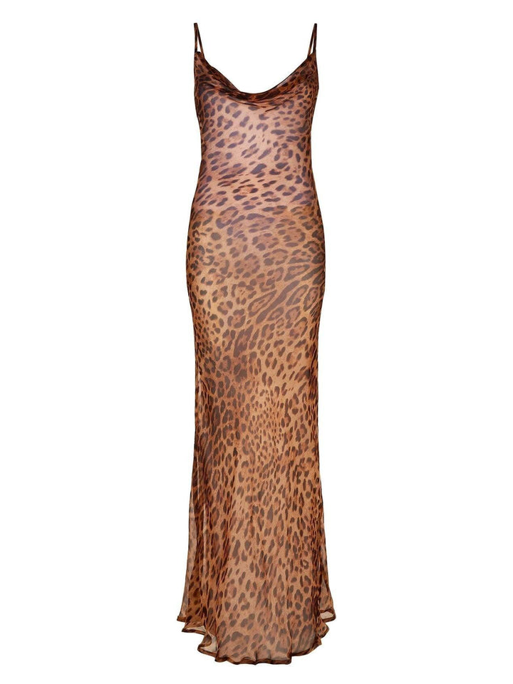 Levoire | Robe Maxi Spaghetti Avec Motif Léopard