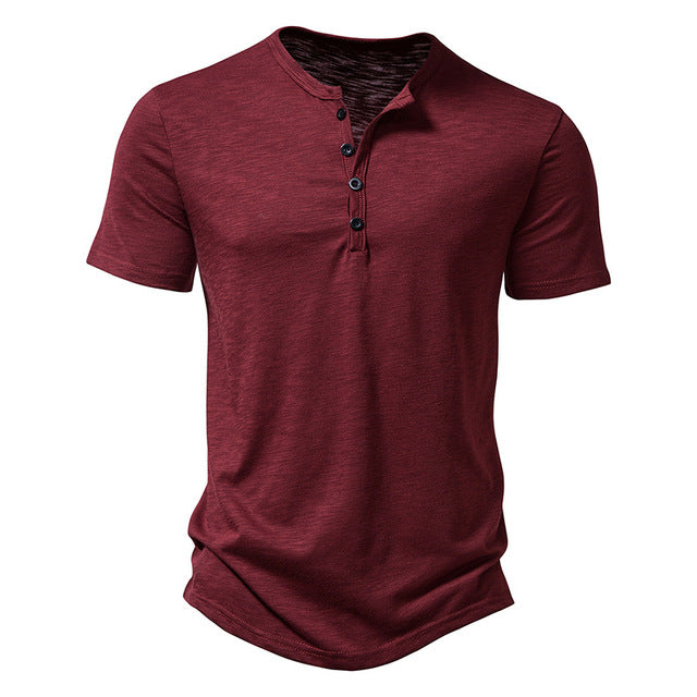 Levoire | Chemise Henley À Boutons Weinlese Usée rouge