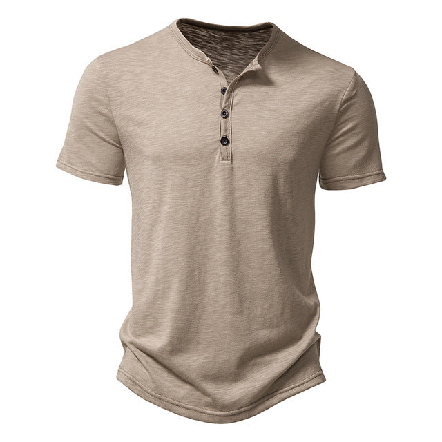 Levoire | Chemise Henley À Boutons Weinlese Usée kaki
