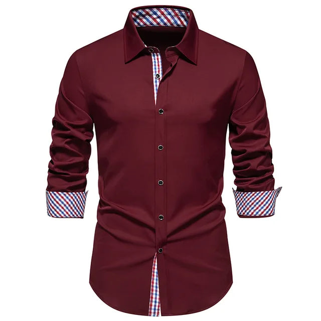 Levoire | Chemise À Manches Longues Intemporelle Hommes Vin Rouge