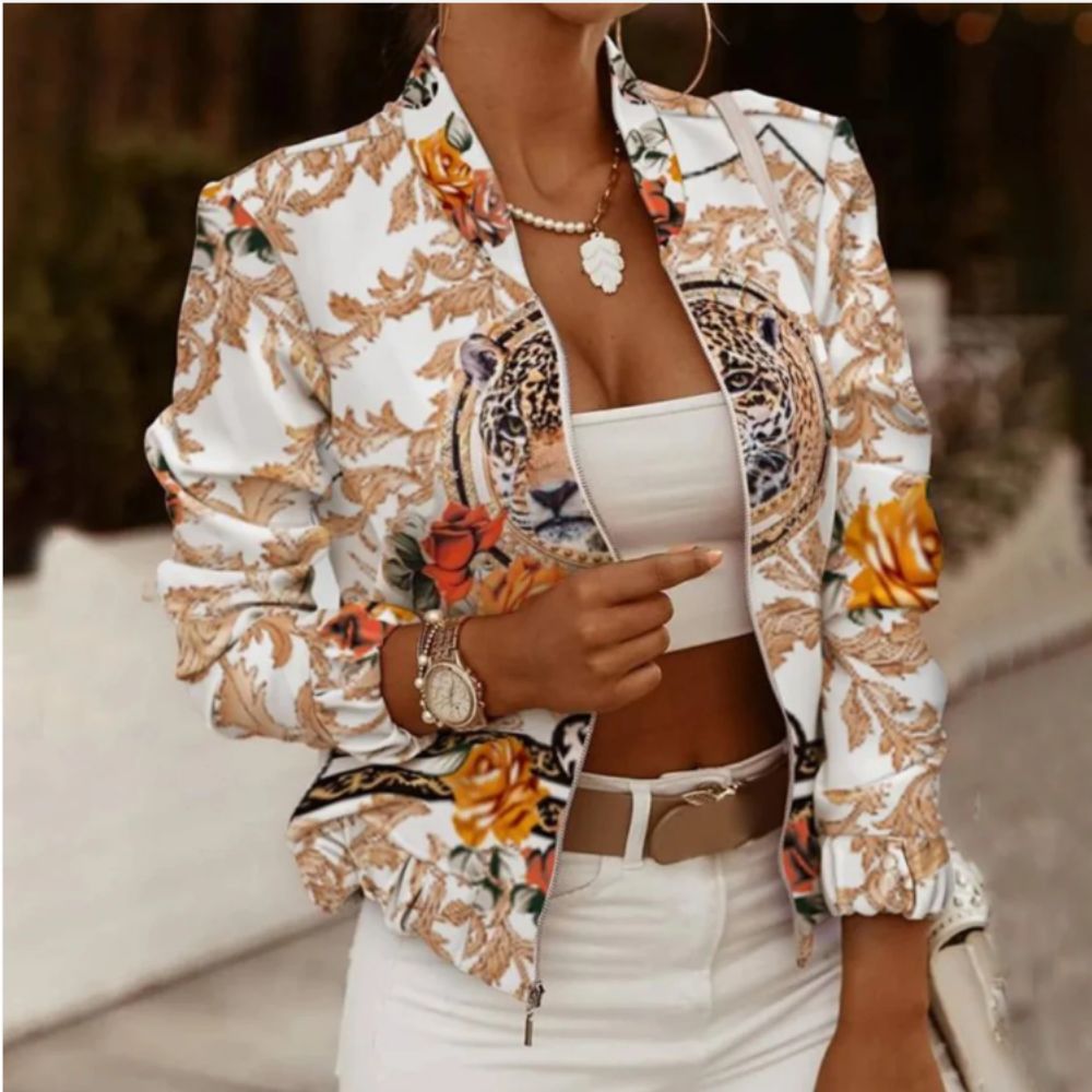 Levoire | Veste Bombers Rétro Avec Imprimé Blanc