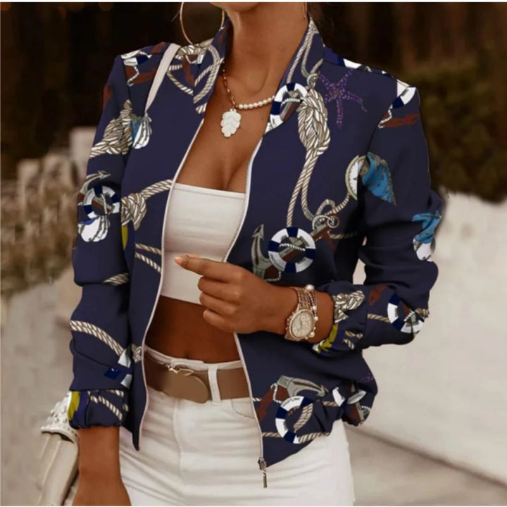 Levoire | Veste Bombers Rétro Avec Imprimé Bleu foncé