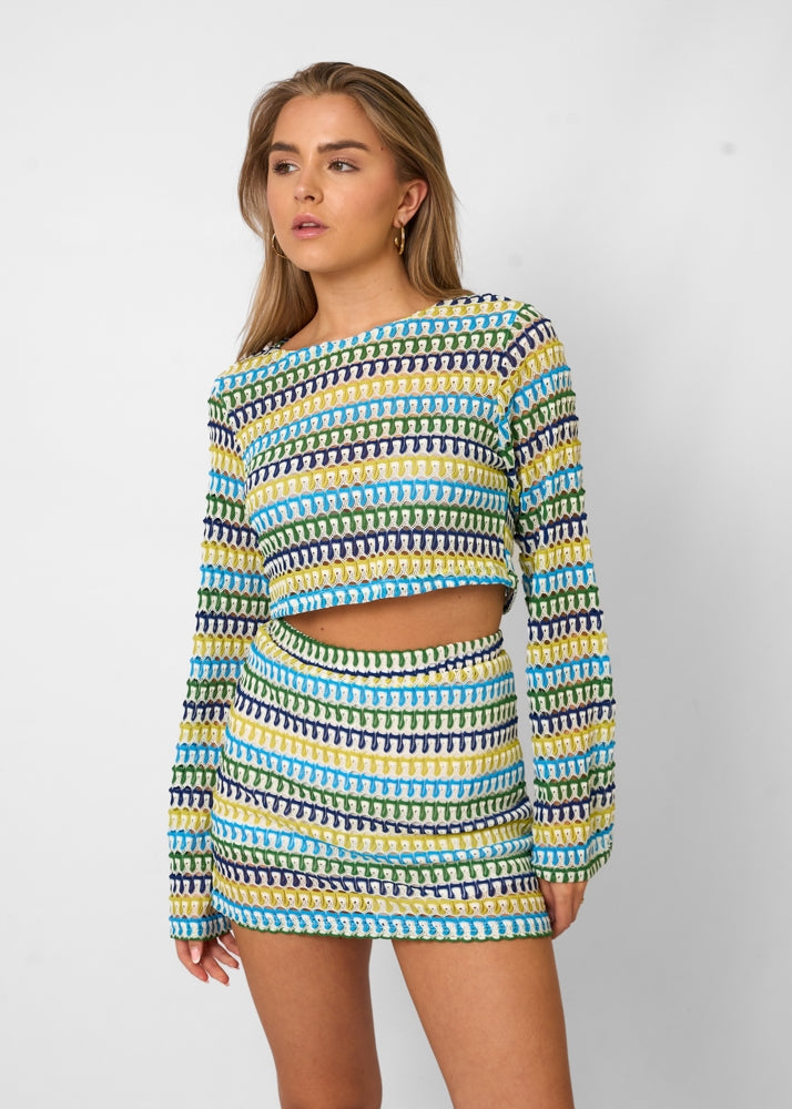 Levoire | Ensemble Élégant Avec Des Détails En Crochet Pour Femmes Modernes Bleu