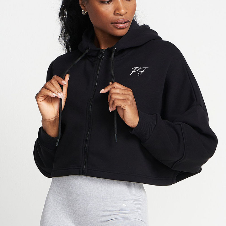 Levoire | Sweat À Capuche Cropped Sportif Avec Zip Noir