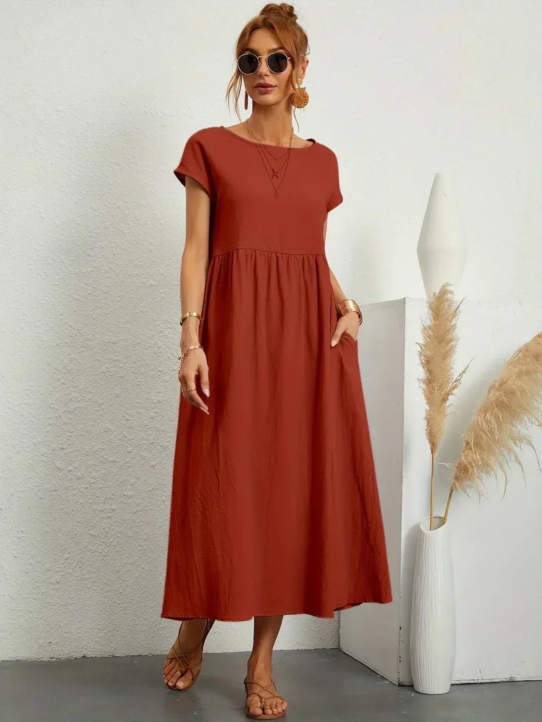 Levoire | Robe En Coton Léger Avec Poches Braun