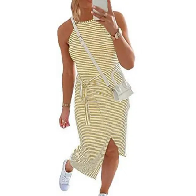 Levoire | Robe midi rayée sans manches Gelb