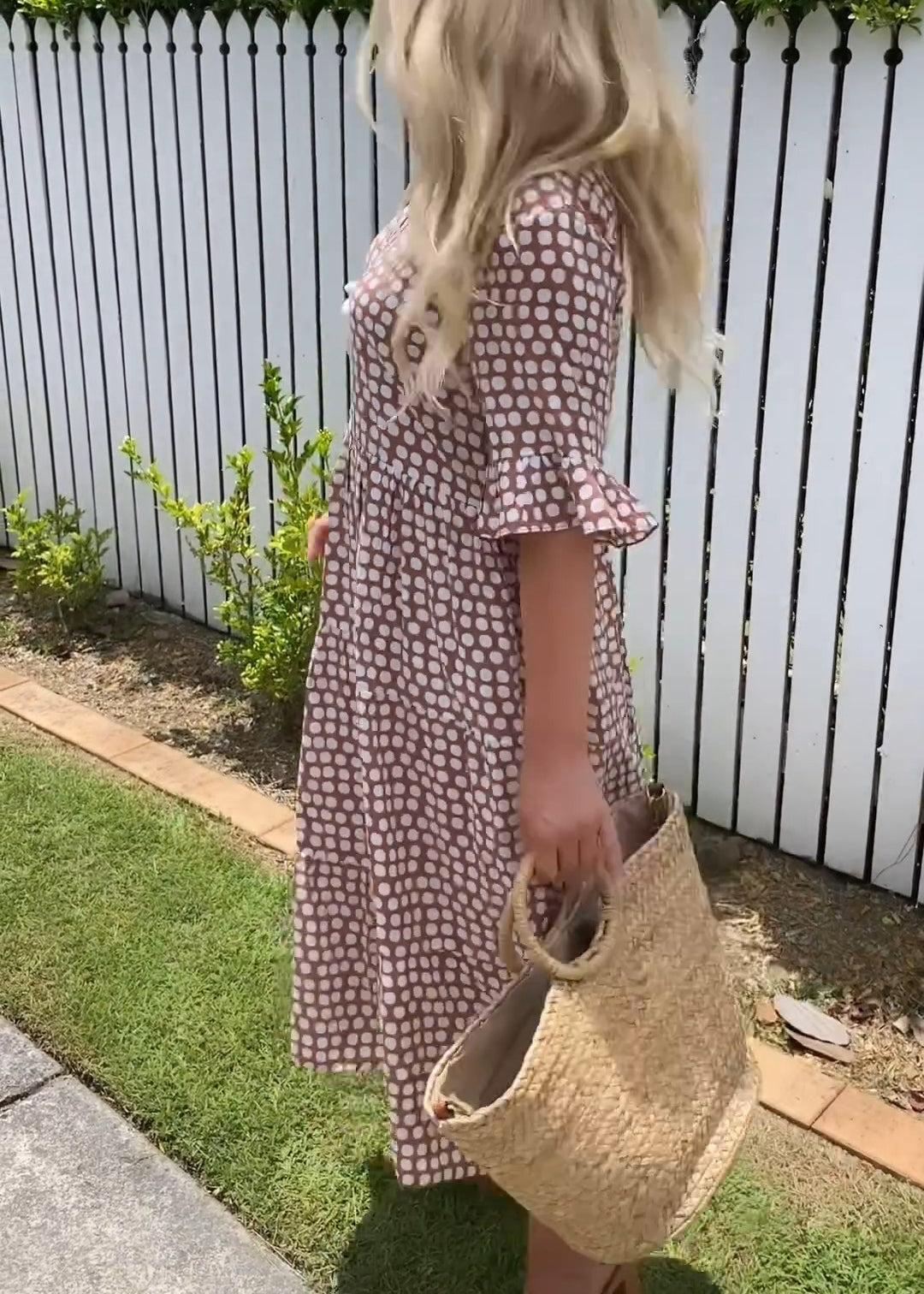 Levoire | Robe D'Été À Manches Courtes Et Coupe A-Line À Pois Pour Femmes