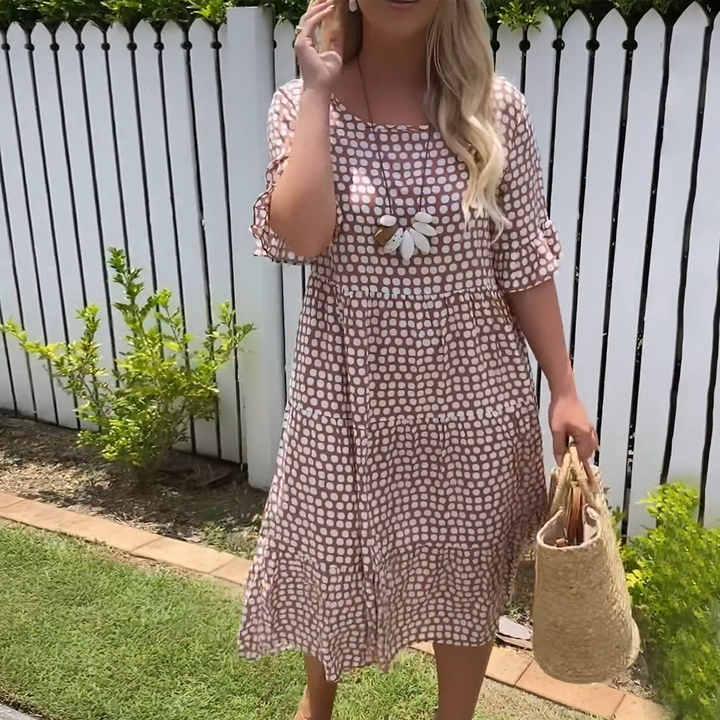 Levoire | Robe D'Été À Manches Courtes Et Coupe A-Line À Pois Pour Femmes XXL