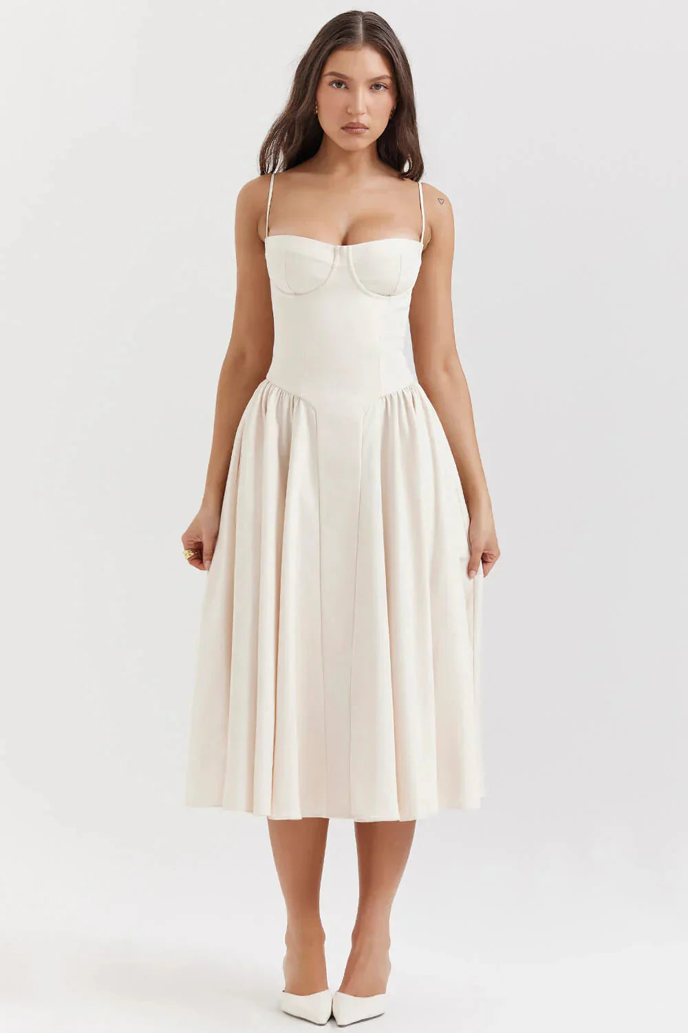 Levoire | Robe Sans Manches À Bretelles Spaghetti Robe Corset Robe D'Été Blanc