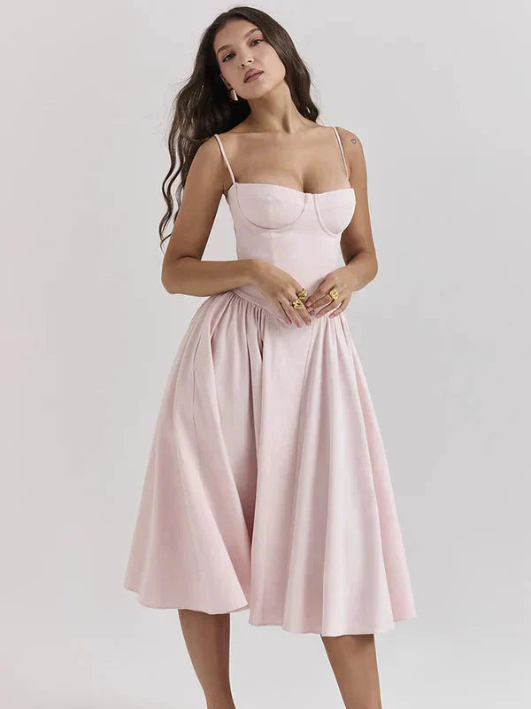Levoire | Robe Sans Manches À Bretelles Spaghetti Robe Corset Robe D'Été Rosa