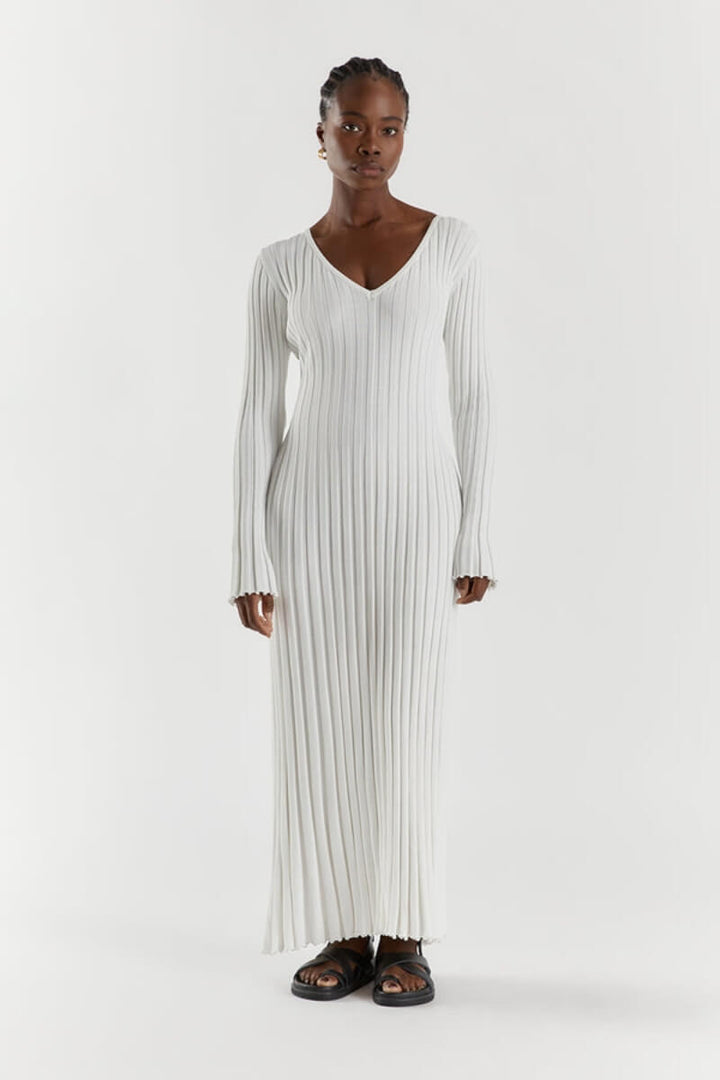 Levoire | Robe En Maille Avec Décolleté En V Blanc