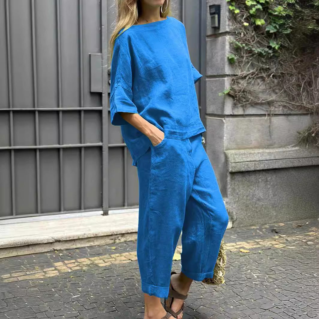 Levoire | Ensemble De Costume Élégance Décontractée En Deux Pièces Bleu Éclatant