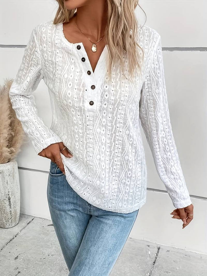 Levoire | T-Shirt À Manches Longues Avec Des Boutons Partiels Blanc