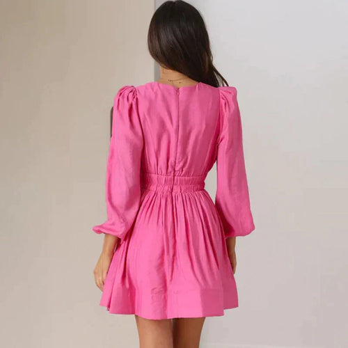 Levoire | V-Cou Rassemble Taille Robe À Manches Longues Robe D'Été