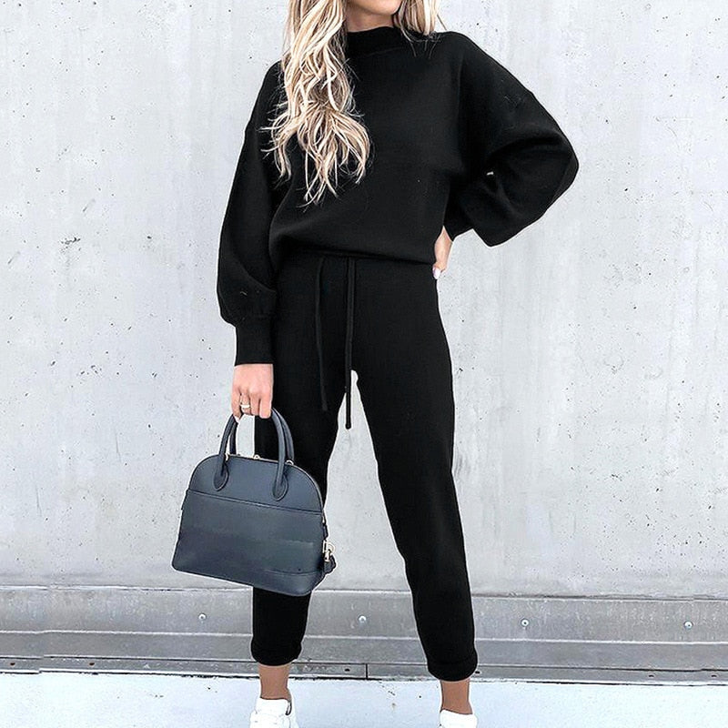 Levoire | Ensemble De Training 2 Pièces Élégant Et Confortable Costume De Maison Pour Femmes Noir
