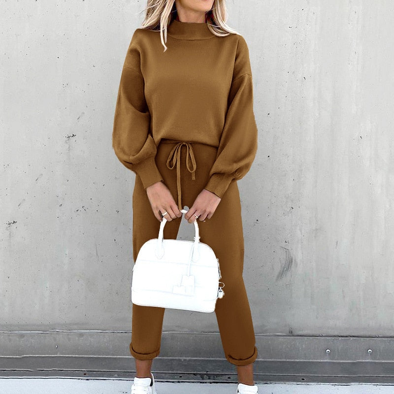 Levoire | Ensemble De Training 2 Pièces Élégant Et Confortable Costume De Maison Pour Femmes Café