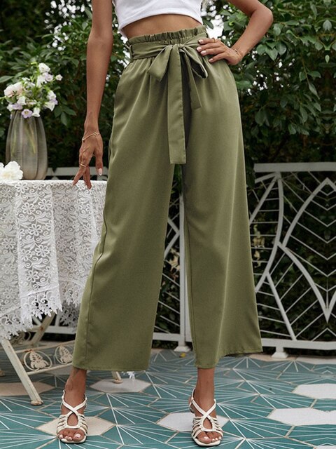 Levoire | Pantalon Plissé À Jambes Larges Vert armée