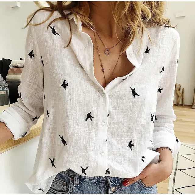 Levoire | Blouse Élégante Oiseau blanc