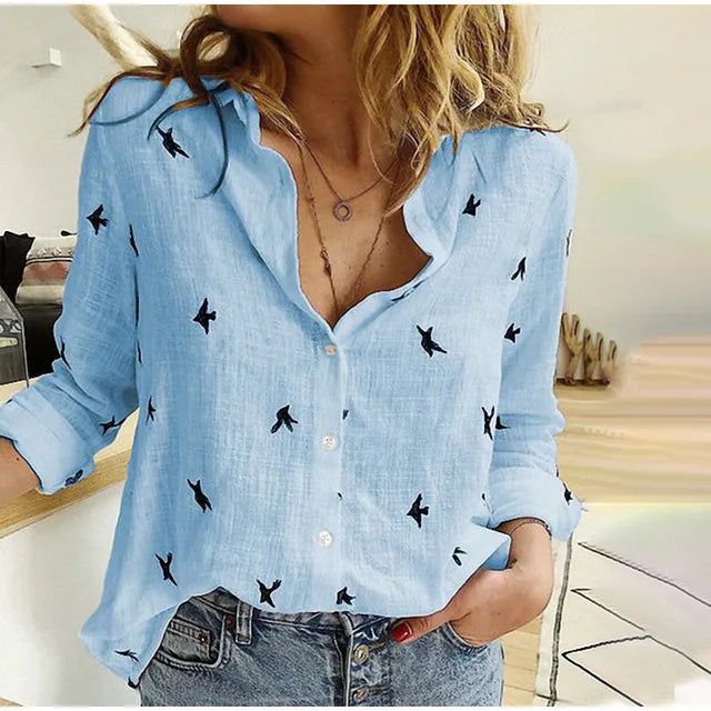 Levoire | Blouse Élégante Blauer Vogel