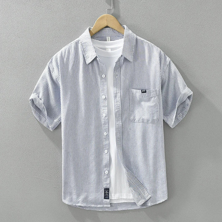 Levoire | Chemise Rayee Decontractee Elegant Hommes Bleu