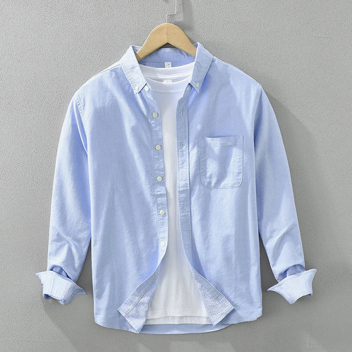 Levoire | Chemise En Coton Elegant Decontracte Hommes Bleu