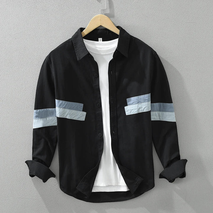 Levoire | Chemise Patchwork Coupe Decontractee Hommes Noir