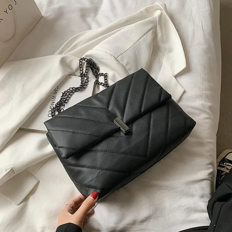 Levoire | Sac À Main Moderne Pour Femmes Avec Bandoulière En Chaîne Noir 28x21x7CM