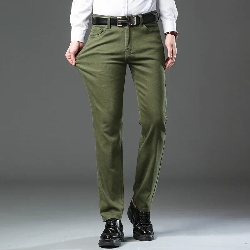 Levoire | Jeans Stretch Modernes Pour Hommes Vert olive