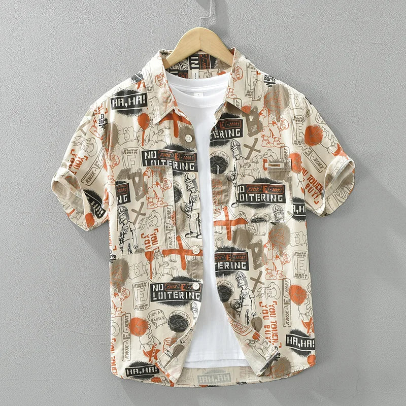 Levoire | Chemise Imprimee Decontractee Hommes Orange