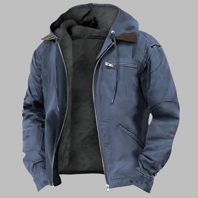 Levoire | Veste De Transition En Coton Premium Avec Polaire Et Capuche Bleu