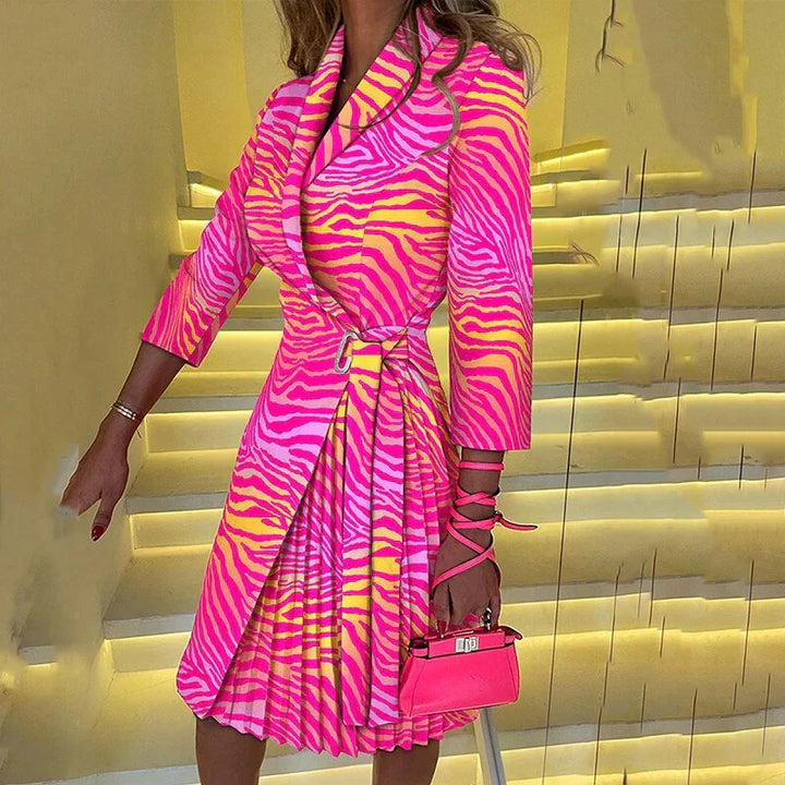Levoire | Robe Blazer Élégante Avec Col Cranté Rayé