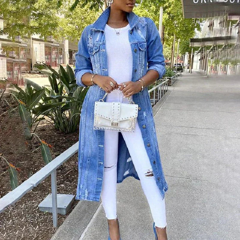 Levoire | Veste en jean longue Bleu ciel